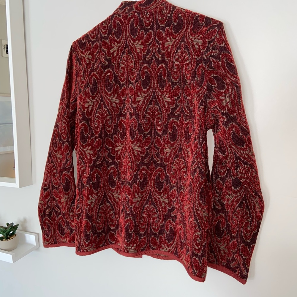 Flashback 90's Vintage Brocade Red Embroidered Buttoned Jacket Size Large - Picture 5 of 10